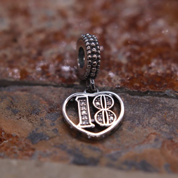 Happy 18th Birthday Dangle Bracelet Charm - S925 Sterling Silver Fits Pandora - Picture 5 of 6